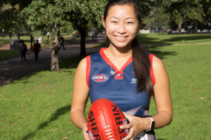 Rhee took up Australian football after meeting John Newton.
BETHANY HAMLIN / BEACON STAFF