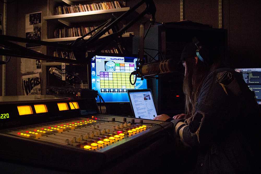 The WECB studio in the basement of the Ansin Building in March, 2017.