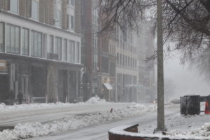 The college canceled classes after 2 p.m. because of a snow storm. Photo by Chris van Buskirk / Beacon Staff