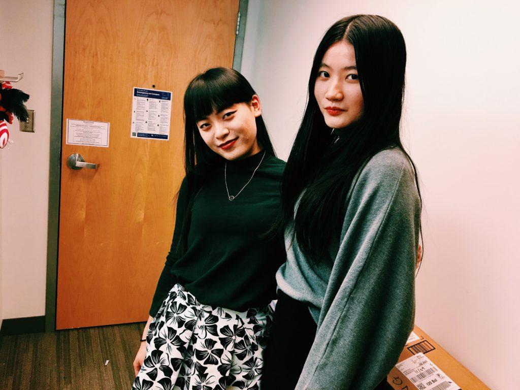 Students Jane Fu and Shirley Hu participated in the Global English Voice Exercise series. / Photo Courtesy of Jane Fu