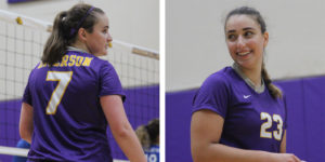 Moria Brennan (left) and Fara Cohen (right) both played for the women's volleyball team for four years. Photo by Anissa Gardizy / Beacon Staff