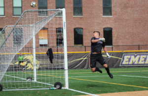 Sophomore men's soccer goalkeeper David Kemp said the old turf affected the team's playing style. Photo by Anissa Gardizy / Beacon Staff