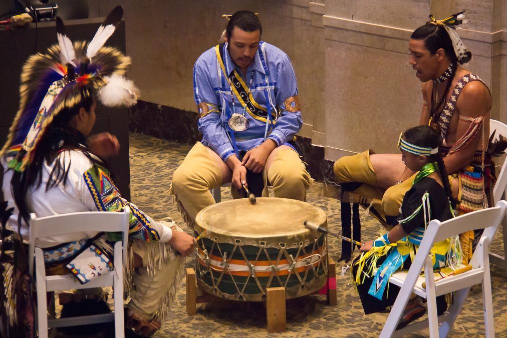 The college hosted New England Native Americans to promote cultural identity. Photo Courtesy of Emerson College. 