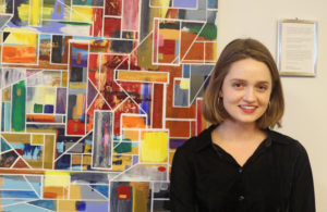 Senior’s abstract paintings bring color to Iwasaki Library