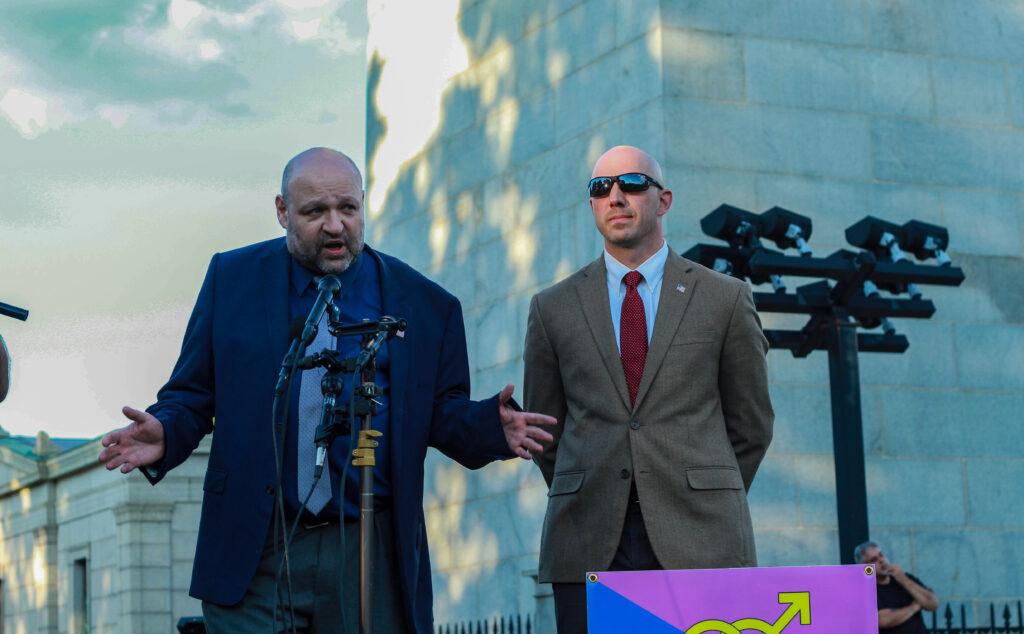 Super Happy Fun America President John Hugo (left) and Samson Racioppi organized Saturday's parade which is expected to draw dozens of supporters and hundreds of counter protesters.
Montse Landeros / Beacon Correspondant 