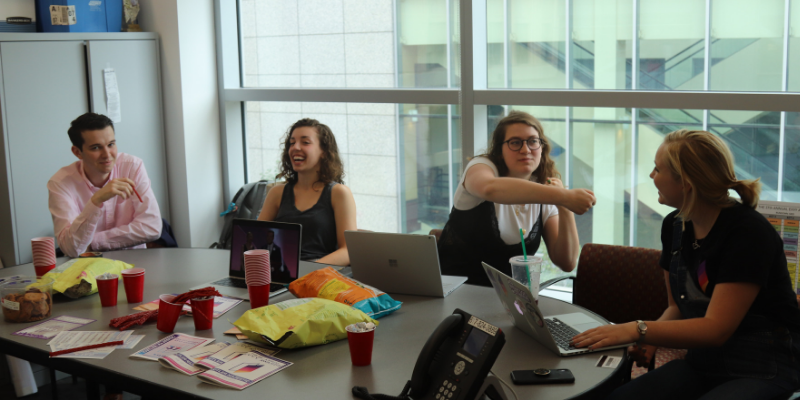 The EVVYs welcome students into their new office space in 172 Tremont St. Christopher Van Buskirk / Beacon Staff