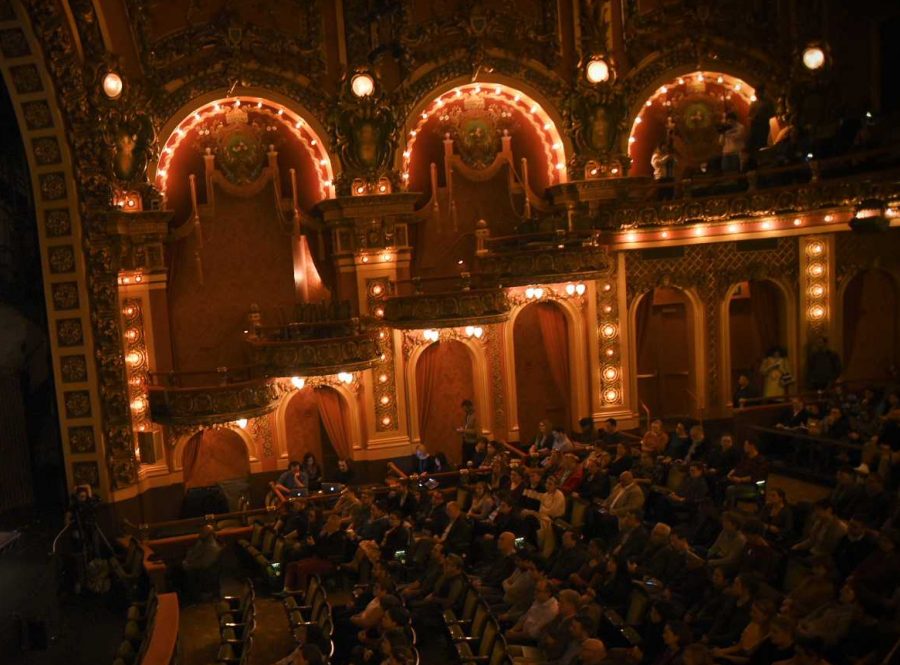 The Brown sisters recorded their podcasts live show in the Cutler Majestic Theatre. Jakob Menendez / Beacon Archives