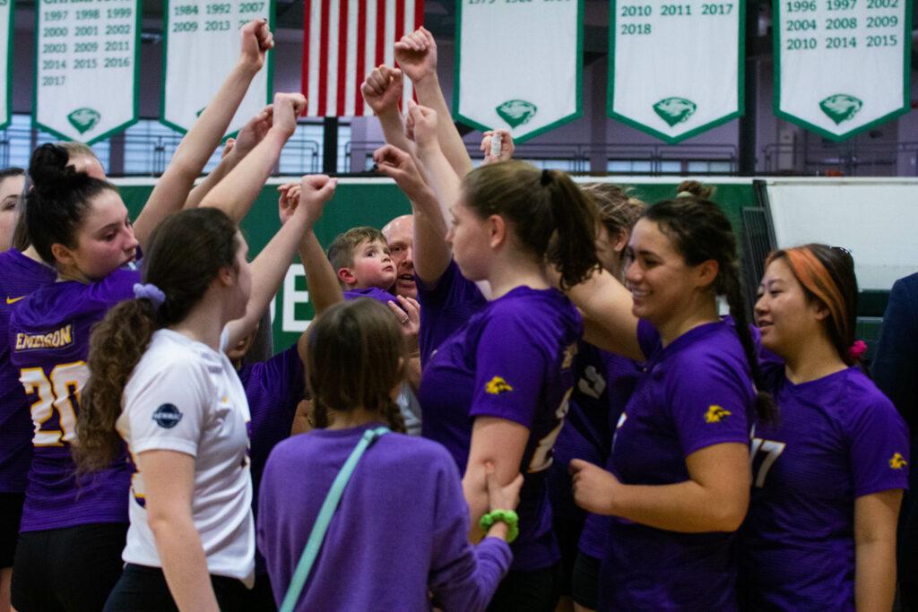 The womens volleyball team lost 3-0 in the NEWMAC Championship. Cho Yin Rachel Lo / Beacon Staff