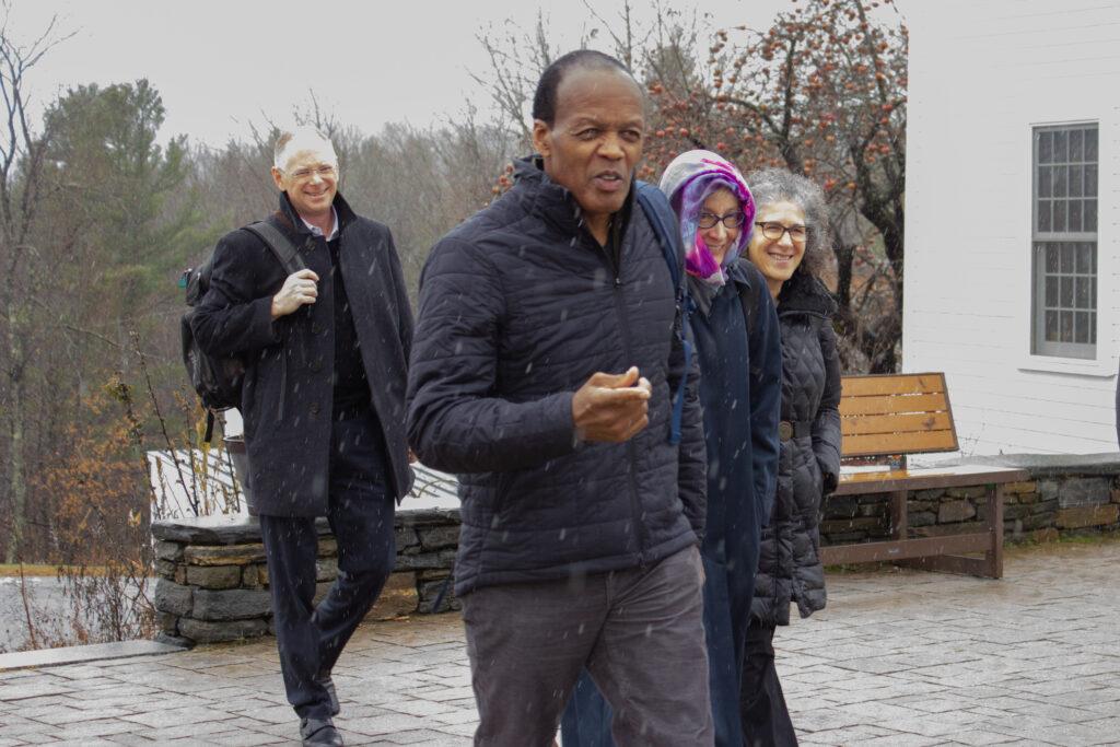 President M. Lee Pelton arrived on Marlboros campus at 11:30 a.m. this morning accompanied by several other high level administration officials. Rachel Lo / Beacon Staff