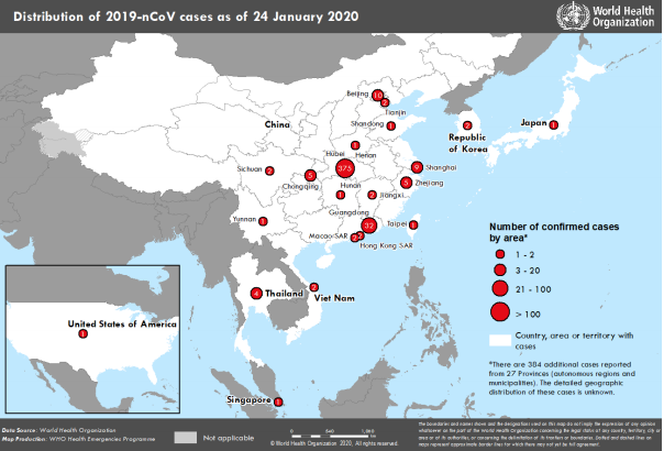 A World Health Organization graphic detailing the number of confirmed cases around the world. Photo credit: World Health Organization