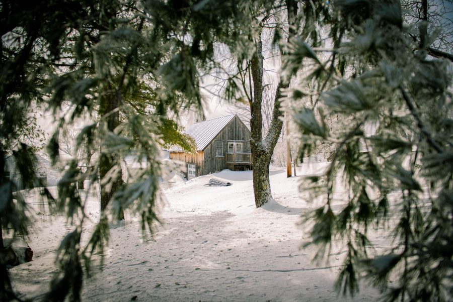 The Marlboro College Campus laden with snow in early February.