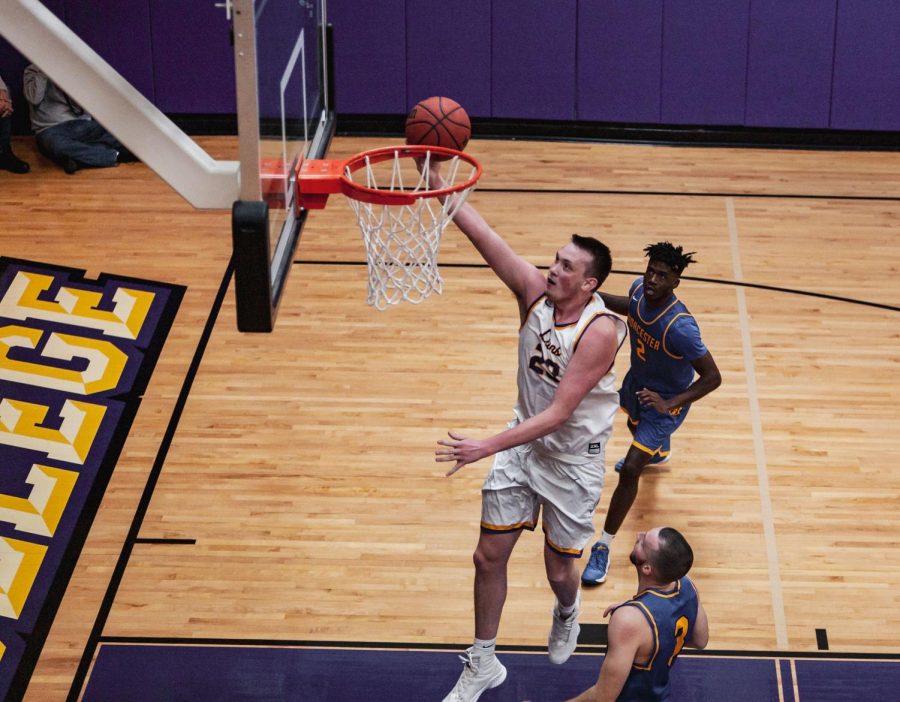 Graduate student and guard Jarred Houston goes up for a lay-up.