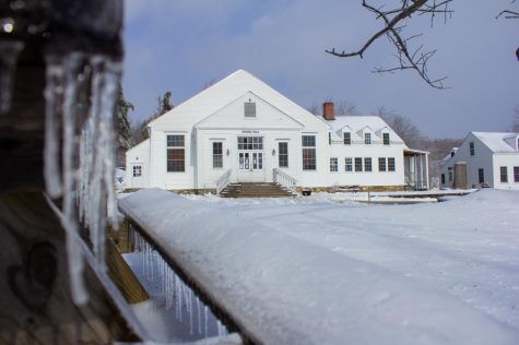 Marlboro College's dining hall surrounded by snow in early February.