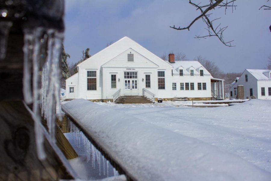 Marlboro Colleges dining hall surrounded by snow in early February.