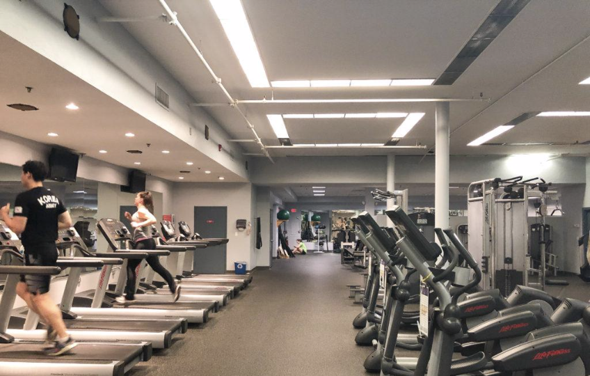 Unlike this pre-pandemic photo of the fitness center, students must wear masks in the facility at all times.