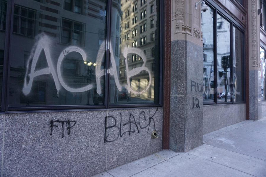 Protesters vandalized several of the colleges buildings including Little Building. 