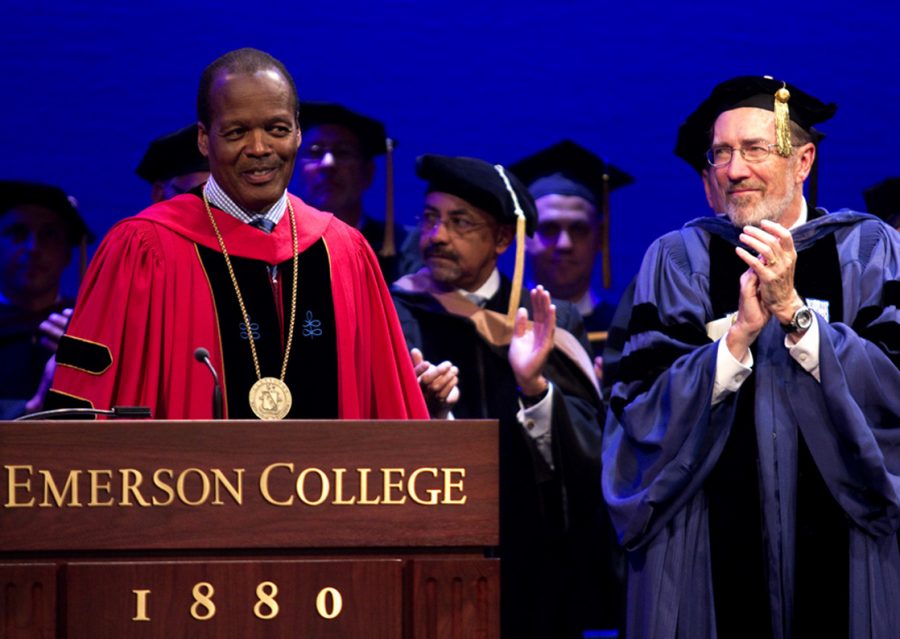 President M. Lee Pelton after his inaugural speech to approximately 250 people in the Cutler Majestic Theater on Friday, September 14, 2012.