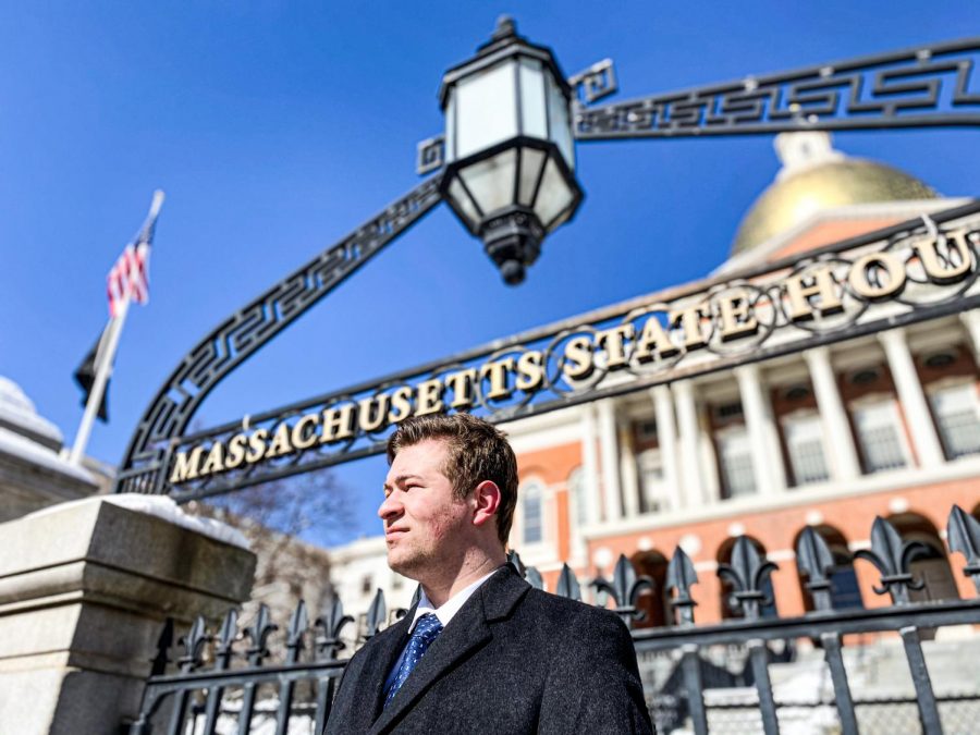 Richard Fucillo stands in front of the State House.