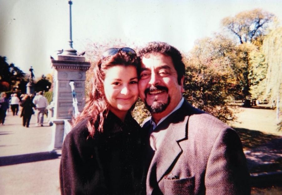 Alia Seraj with her father, Prince Abdul Ali Seraj, in the Boston Public Garden