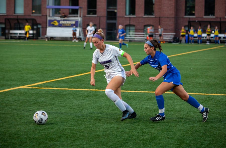 Senior Grace Cosgrove playing on the soccer game on Sep. 15