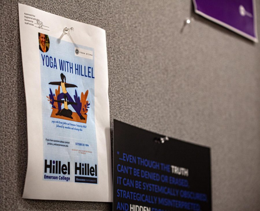 A Yoga With Hillel poster on campus, similar to the one defaced last week.