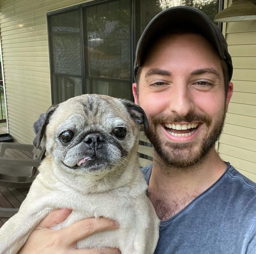 Jonathon Graziano '13 and his pug, Noodle.