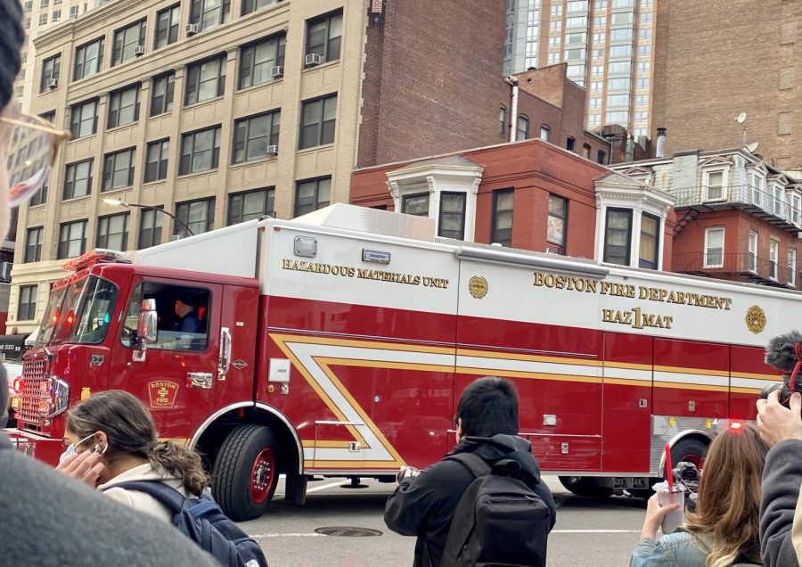 A hazmat truck of the Boston Fire Department on Harrison Street.