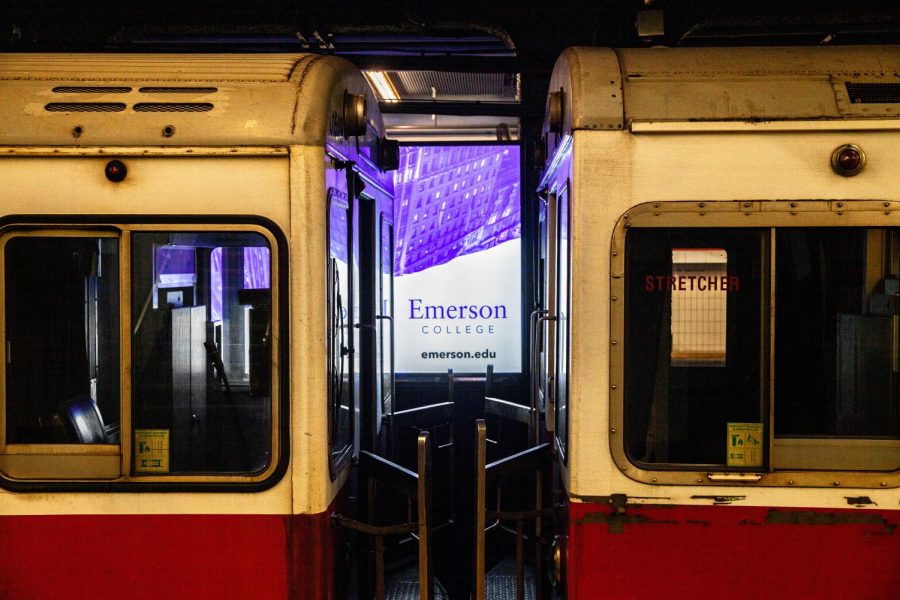An Emerson College advertisement at Downtown Crossing station.