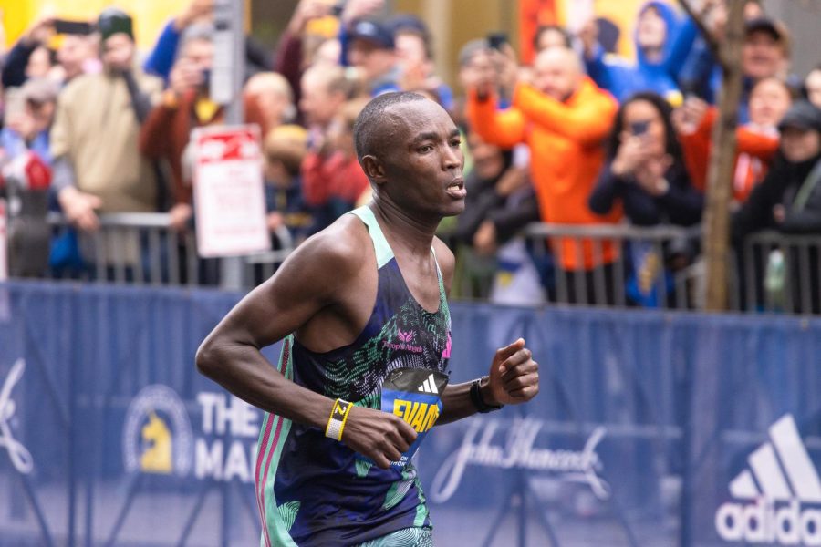 127th Boston Marathon men's winner Evans Chebet of Kenya.