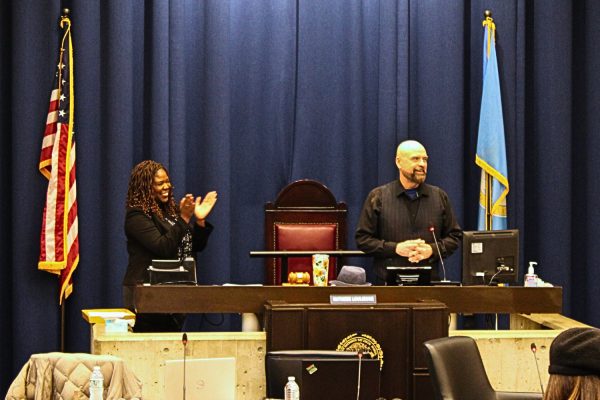 Juan Aurelio Lopez, a longtime City Council staffer, was honored at this weeks meeting for his 46 years of service to the City of Boston. (DJ Mara/Beacon Staff)