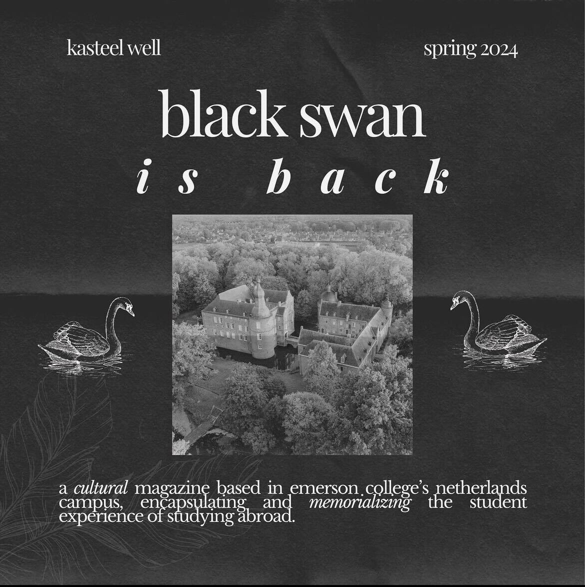 An Instagram post announcing the return of Black Swan for the Spring 2024 semester.