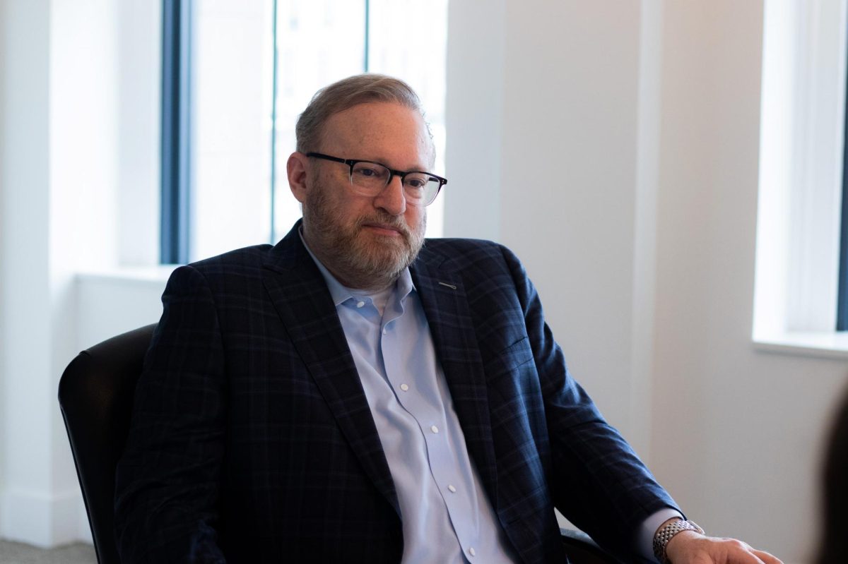 Jay Bernhardt, Emerson Colleges 13th president, reflects on his two semesters at Emerson and discusses how he seeks to update the colleges strategic plan in an interview with the Beacon. (Naia Driscoll/Beacon Correspondent)