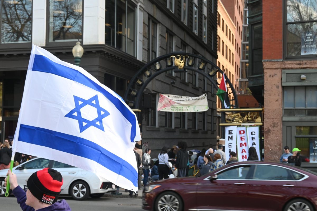 Pro-Israel protestors stand across from 2B alley pro-Palestine encampments on Wednesday, April 24, 2024. (Photo courtesy of Nick Peace)