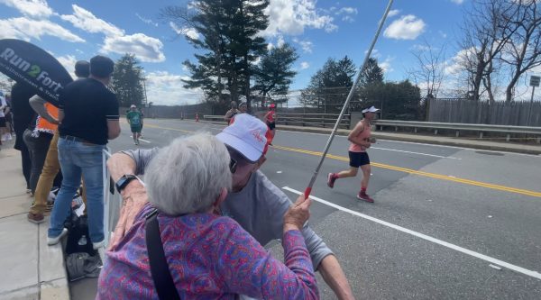 He ran the Boston Marathon. His wife found a unique way to support him.