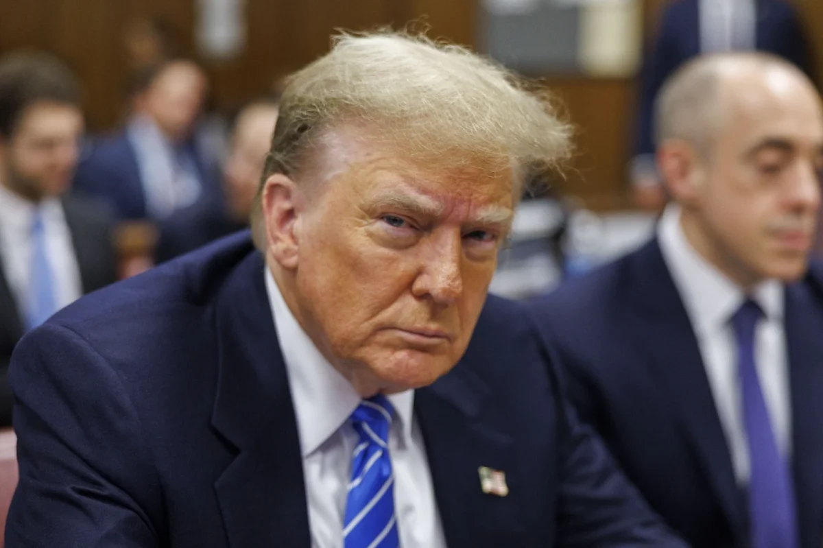 Former President Donald Trump sits in Manhattan criminal court, on May 13, 2024, in New York. (Sarah Yenesel/Pool Photo via AP)