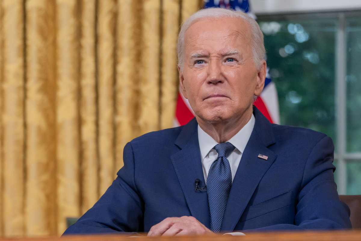 President Joe Biden delivers remarks to the nation after the attempted assassination of former President Donald Trump, Sunday, July 14, 2024, in the Oval Office. (Official White House Photo by Adam Schultz)