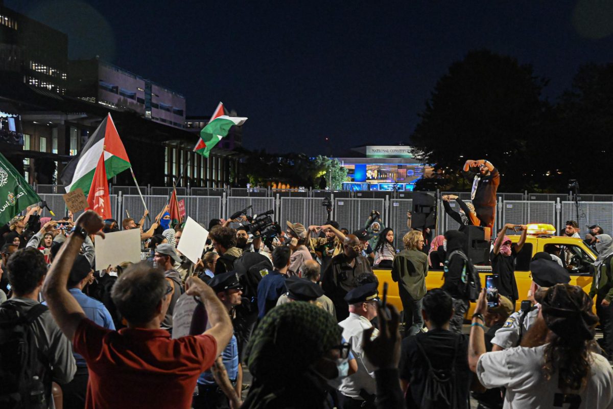 Ahead of the first presidential debate between Donald Trump and Kamala Harris in Philadelphia, Pro-Palestinian protesters and other demonstration groups took to the streets hoping to have their voices heard by the candidates (Nick Peace / For the Beacon).
