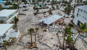 A house in Manasota Key Florida in shambles after being swept off its foundation from flooding caused by hurricane Milton. (Courtesy of Brian Emfinger)