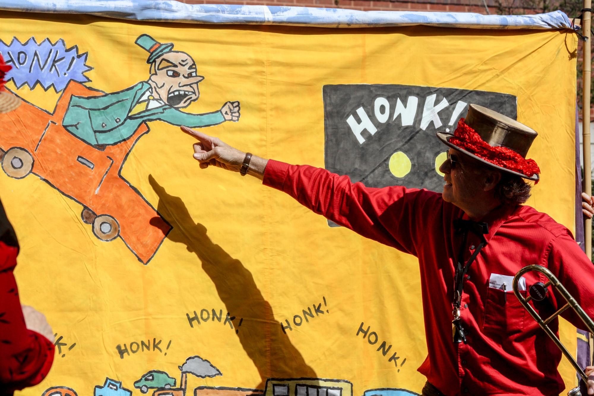 “Why do we honk? How do we honk? When do we honk?” These were the questions asked by performers during the HONK! Festival’s opening ceremonies on Saturday.