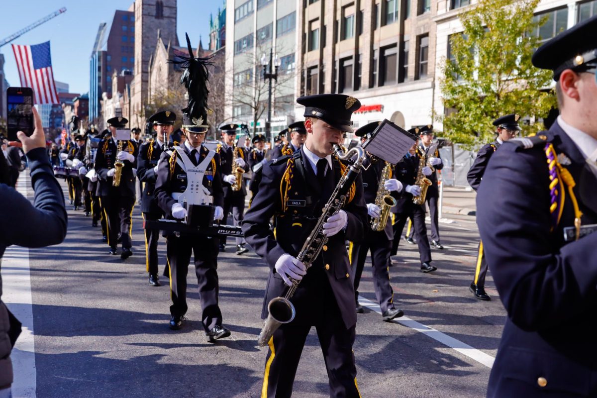 Members of the Christian Brothers Academy Regimental Marching Band of Brothers from Albany New York. (Arthur Mansavage/ Beacon Staff)