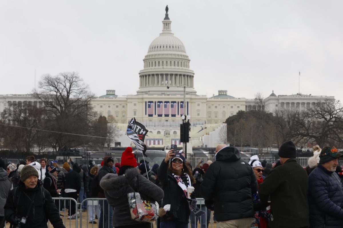 Trump supporters outside of the Capitol on Monday, Jan. 20, 2025. (Rian Nelson/ Beacon Staff)