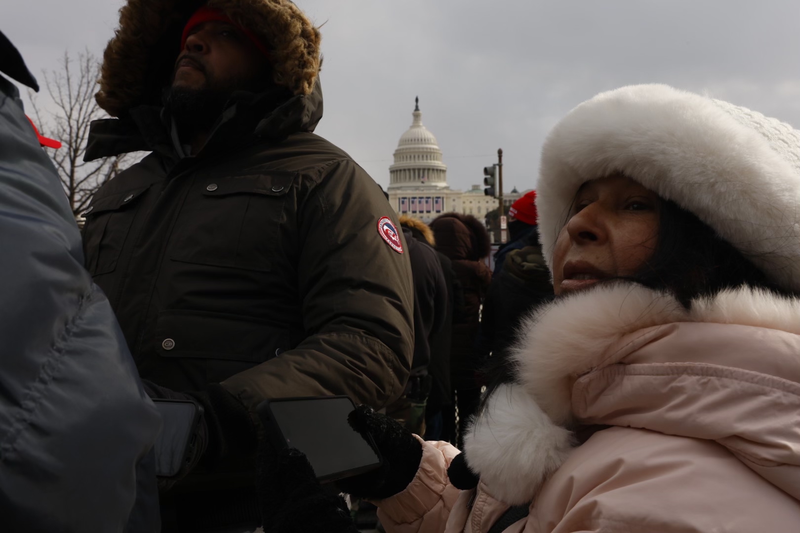 Hundreds of Trump supports line up outside Capitol building