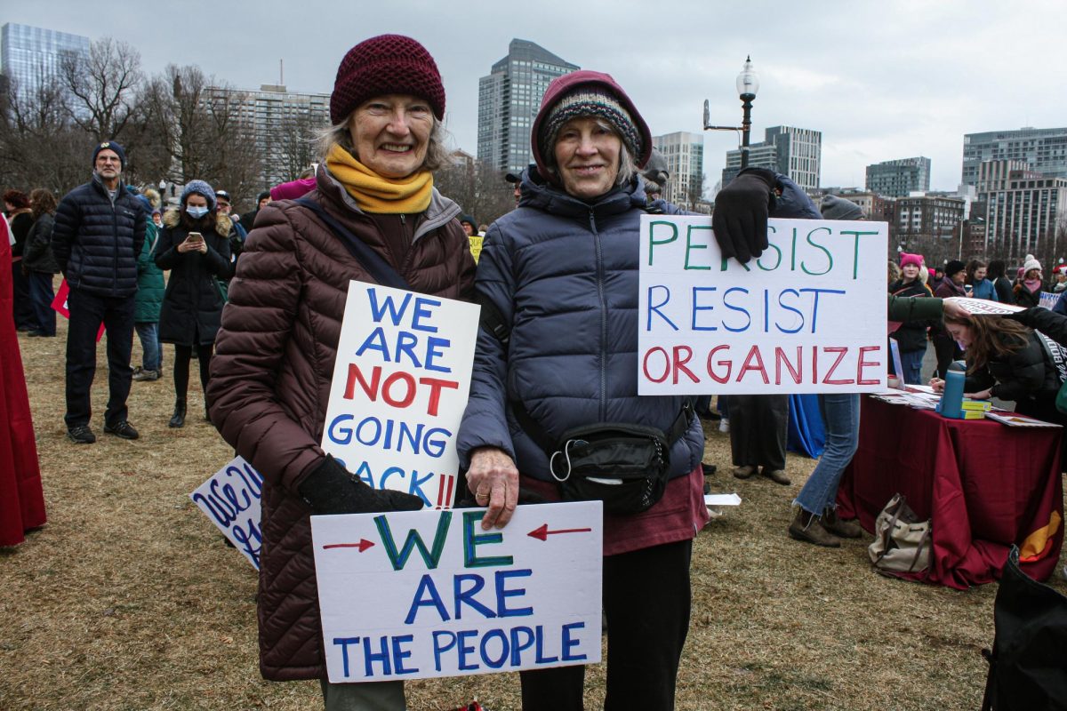 Hundreds rallied on the Boston Commons during the rebranded People's March on Saturday, Jan. 18, 2025. (Abigail Hoyt/ For the Beacon)