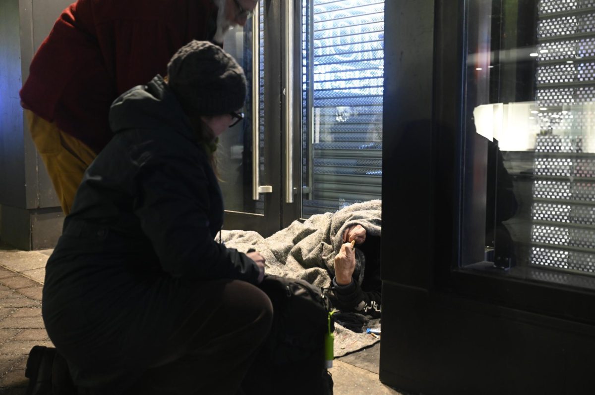 Volunteers conducting the Homeless Census in Boston on Jan. 30, 2025. (Hannah Brueske/ Beacon Staff)