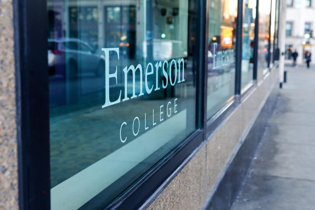 Emerson College signage outside of the WERS studios in Downtown Boston on Wednesday, Feb. 26, 2025. (Arthur Mansavage/ Beacon Staff, File)