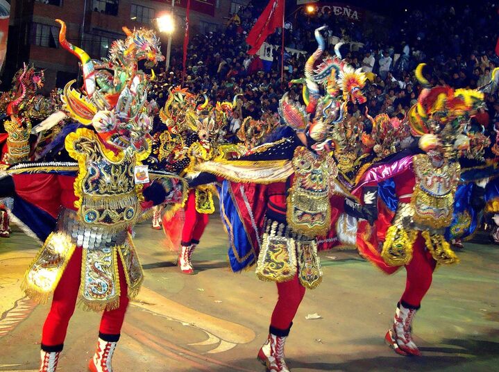 Diablada Ferroviaria in the Carnival de Oruro, Bolivia.