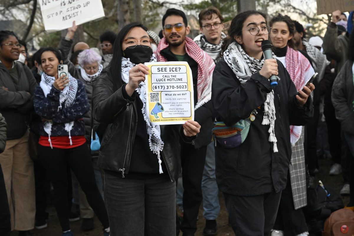 Protesters decry ICE detainment of Ozturk  (Hannah Brueske/Beacon Staff)