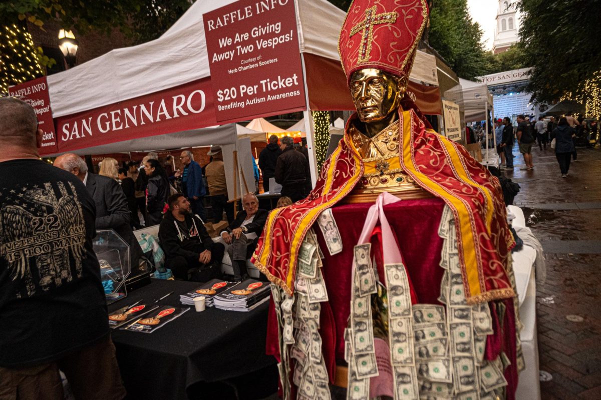 Visitors were welcomed with a statue of San Gennaro.
