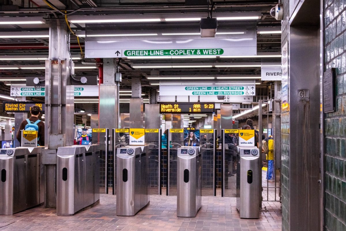 Turnstyles inside of Park Street Station on March 21, 2023 (Arthur Mansavage/ Beacon Staff, File)