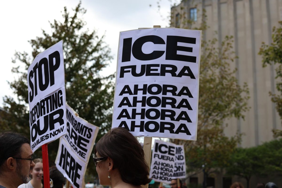Anti-ICE protestors in front of the JFK Federal Building, Saturday, Sept. 13, 2025.